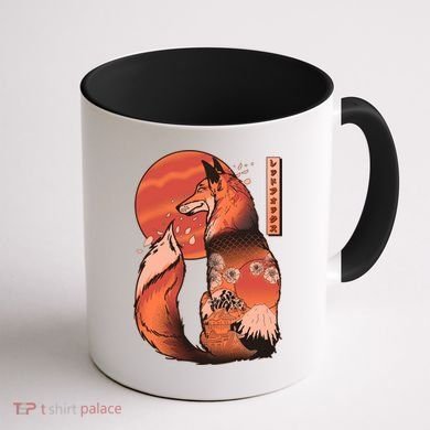 Vintage Japanese Red Fox Kitsune Tattoo Coffee Mug back