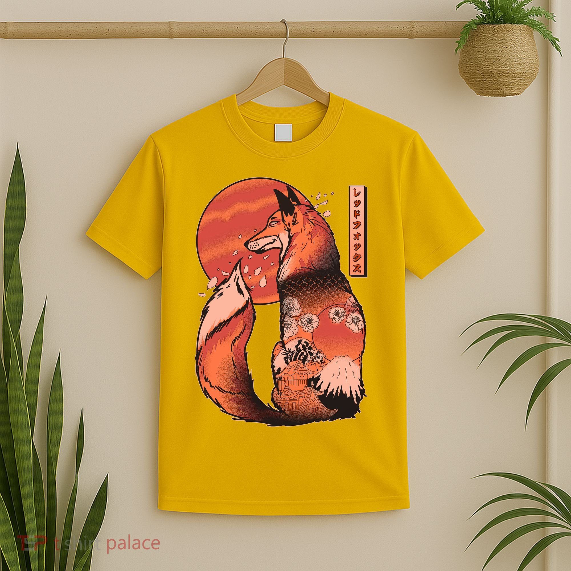 Vintage Japanese Red Fox Kitsune Tattoo T-Shirt