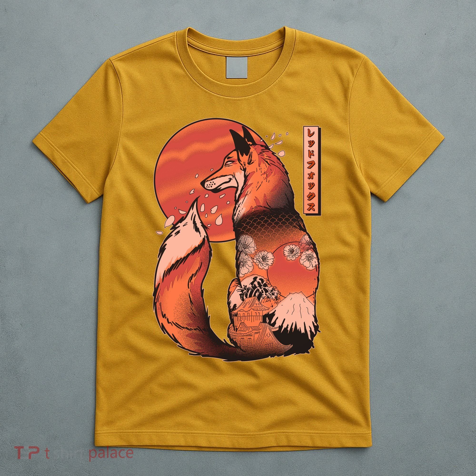 Vintage Japanese Red Fox Kitsune Tattoo T-Shirt