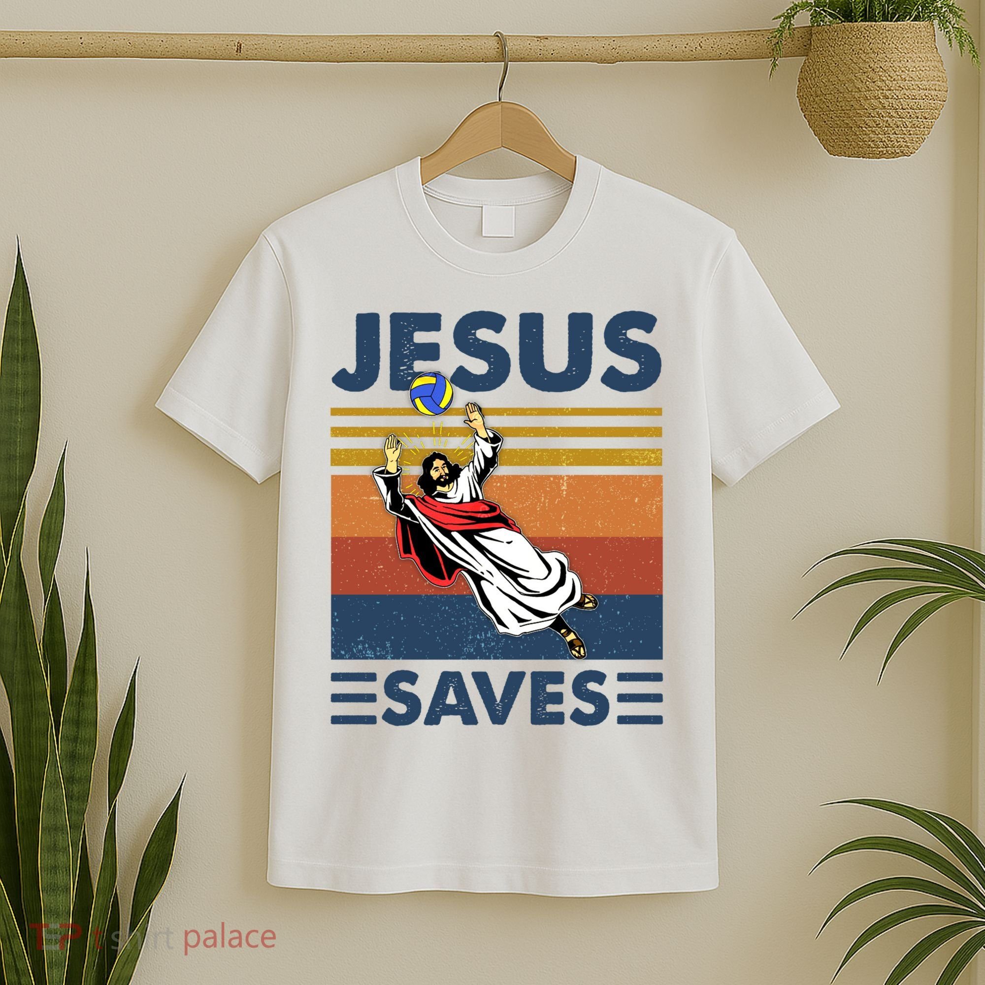 Volleyball Jesus Saves Vintage Volleyball Coach T-Shirt