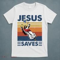 Volleyball Jesus Saves Vintage Volleyball Coach T-Shirt thumb 5