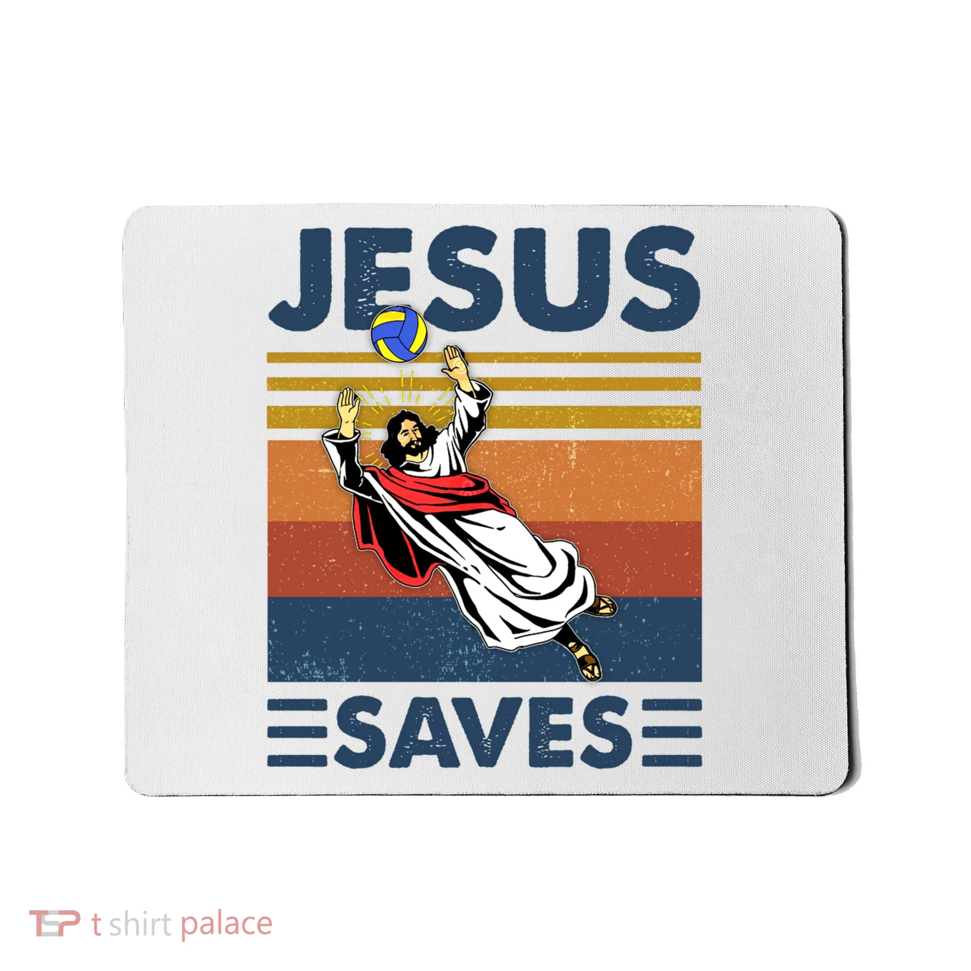 Volleyball Jesus Saves Vintage Volleyball Coach Mousepad