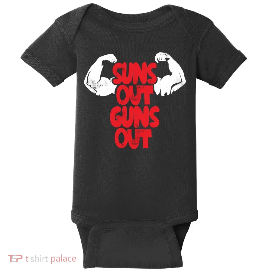 Vintage Jump Street Suns Out Guns Out Pattern Baby Bodysuit