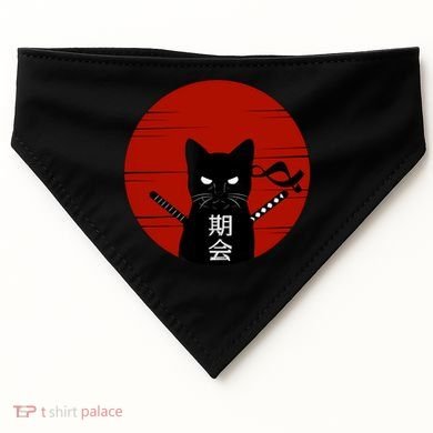Vintage Japanese Sunset Style Cat Kitten Lover USA-Made Doggie Bandana