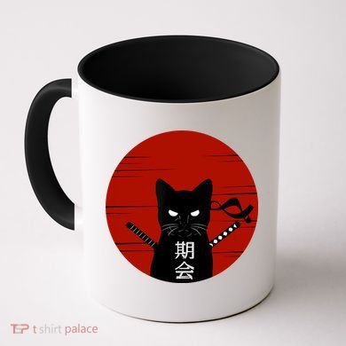 Vintage Japanese Sunset Style Cat Kitten Lover Coffee Mug