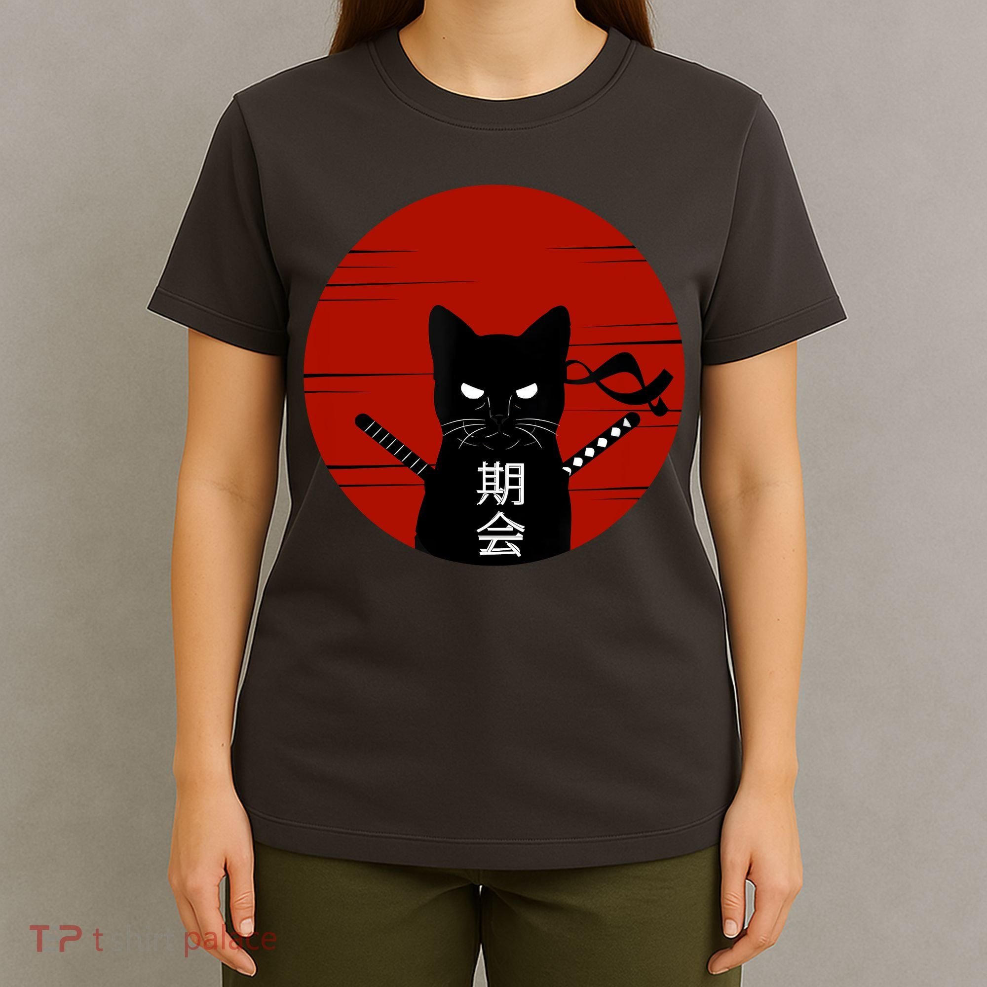 Vintage Japanese Sunset Style Cat Kitten Lover T-Shirt