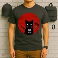 Vintage Japanese Sunset Style Cat Kitten Lover T-Shirt thumb 6