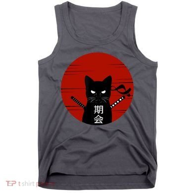 Vintage Japanese Sunset Style Cat Kitten Lover Tank Top