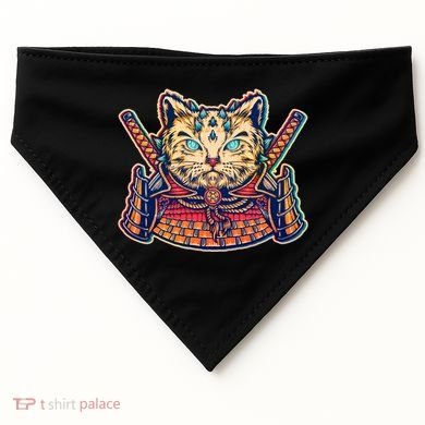 Vintage Japanese Samurai Warrior Cat USA-Made Doggie Bandana