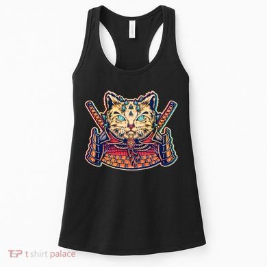 Vintage Japanese Samurai Warrior Cat Women's Tank Top