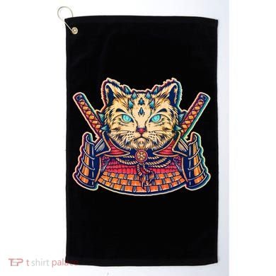 Vintage Japanese Samurai Warrior Cat Golf Towel
