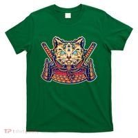 Vintage Japanese Samurai Warrior Cat T-Shirt thumb 0