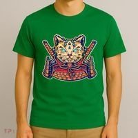 Vintage Japanese Samurai Warrior Cat T-Shirt thumb 3