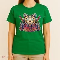 Vintage Japanese Samurai Warrior Cat T-Shirt thumb 4