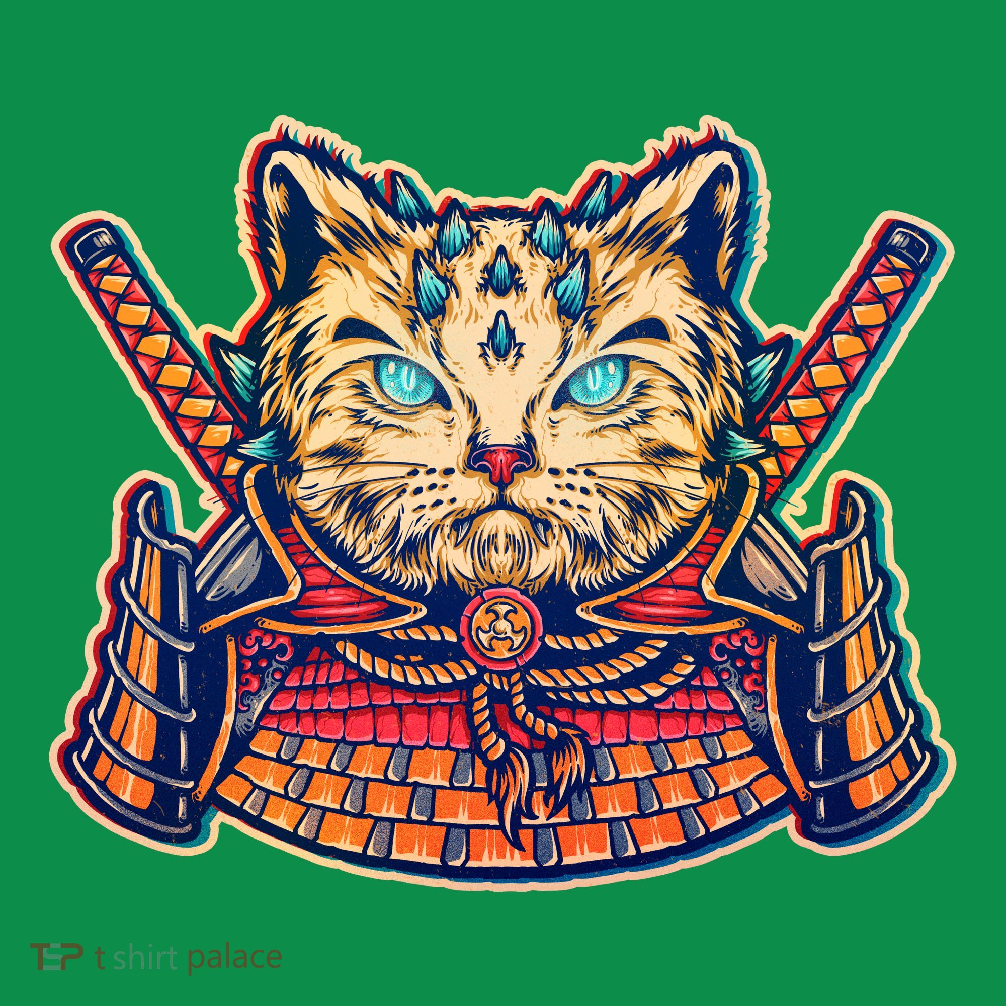 Vintage Japanese Samurai Warrior Cat T-Shirt