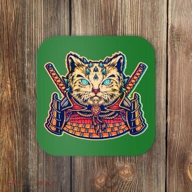 Vintage Japanese Samurai Warrior Cat Coaster