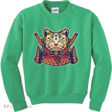 Vintage Japanese Samurai Warrior Cat Kids Sweatshirt