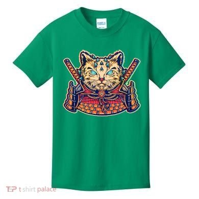 Vintage Japanese Samurai Warrior Cat Kids T-Shirt