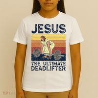 Vintage Jesus The Ultimate Deadlifter Funny Christian Gym T-Shirt thumb 4