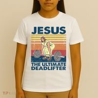Vintage Jesus The Ultimate Deadlifter Funny Christian Gym T-Shirt thumb 4