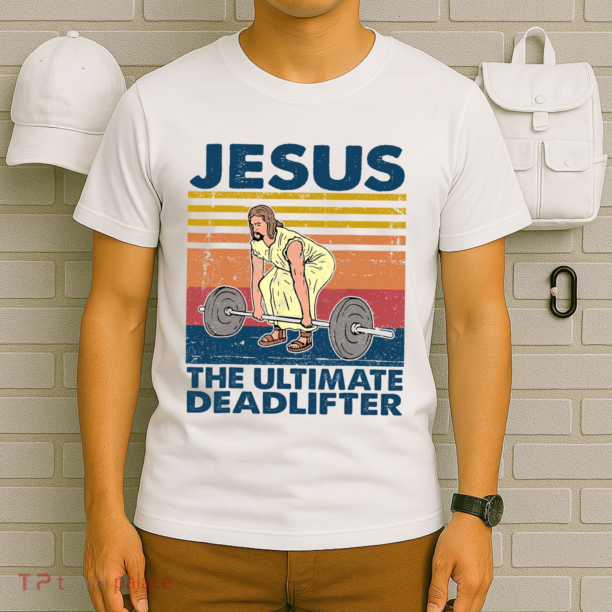 Vintage Jesus The Ultimate Deadlifter Funny Christian Gym T-Shirt