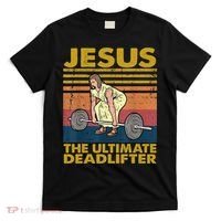 Vintage Jesus The Ultimate Deadlifter Funny Christian Gym T-Shirt thumb 0