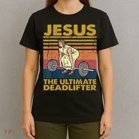 Vintage Jesus The Ultimate Deadlifter Funny Christian Gym T-Shirt thumb 4