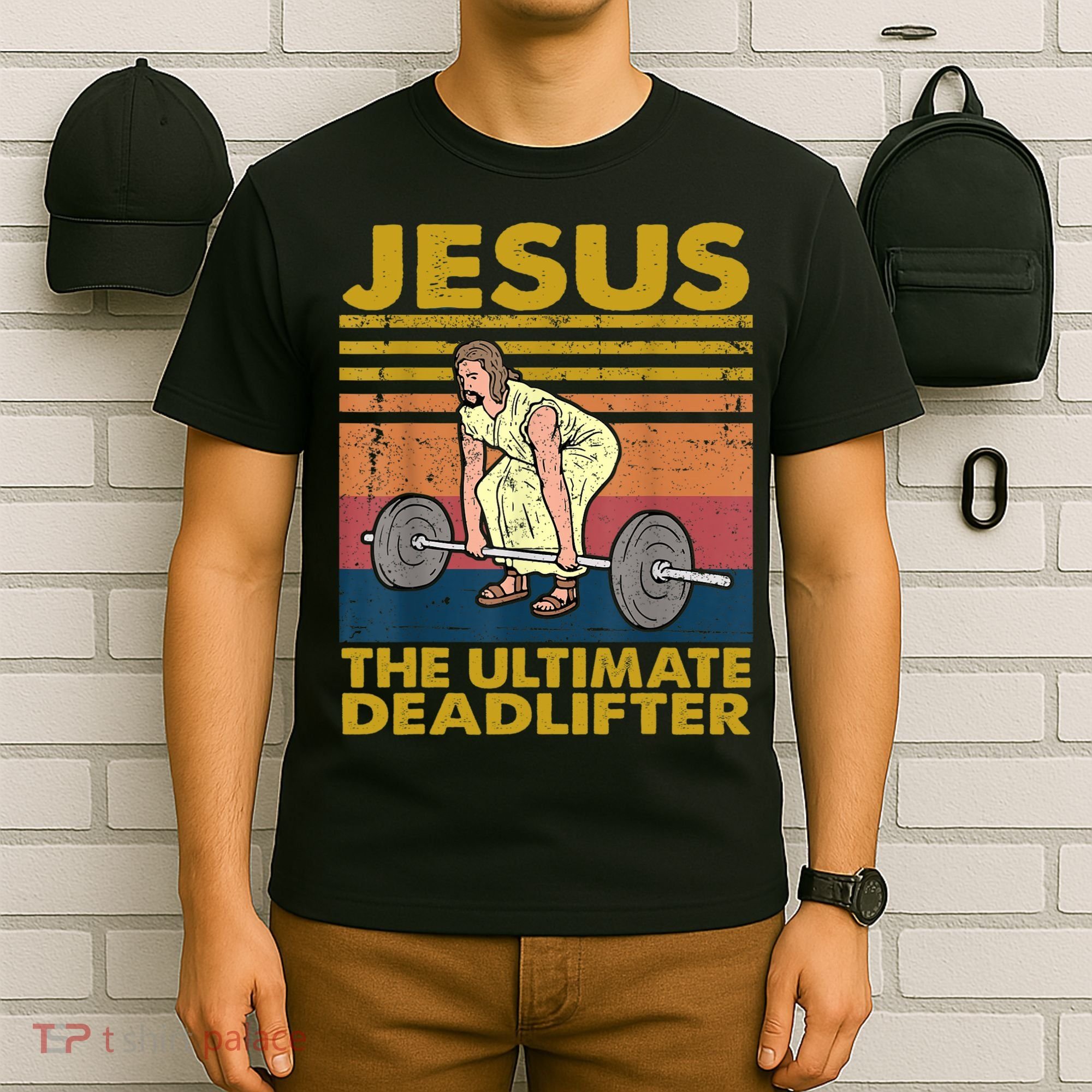 Vintage Jesus The Ultimate Deadlifter Funny Christian Gym T-Shirt