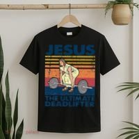 Vintage Jesus The Ultimate Deadlifter Funny Christian Gym T-Shirt thumb 2