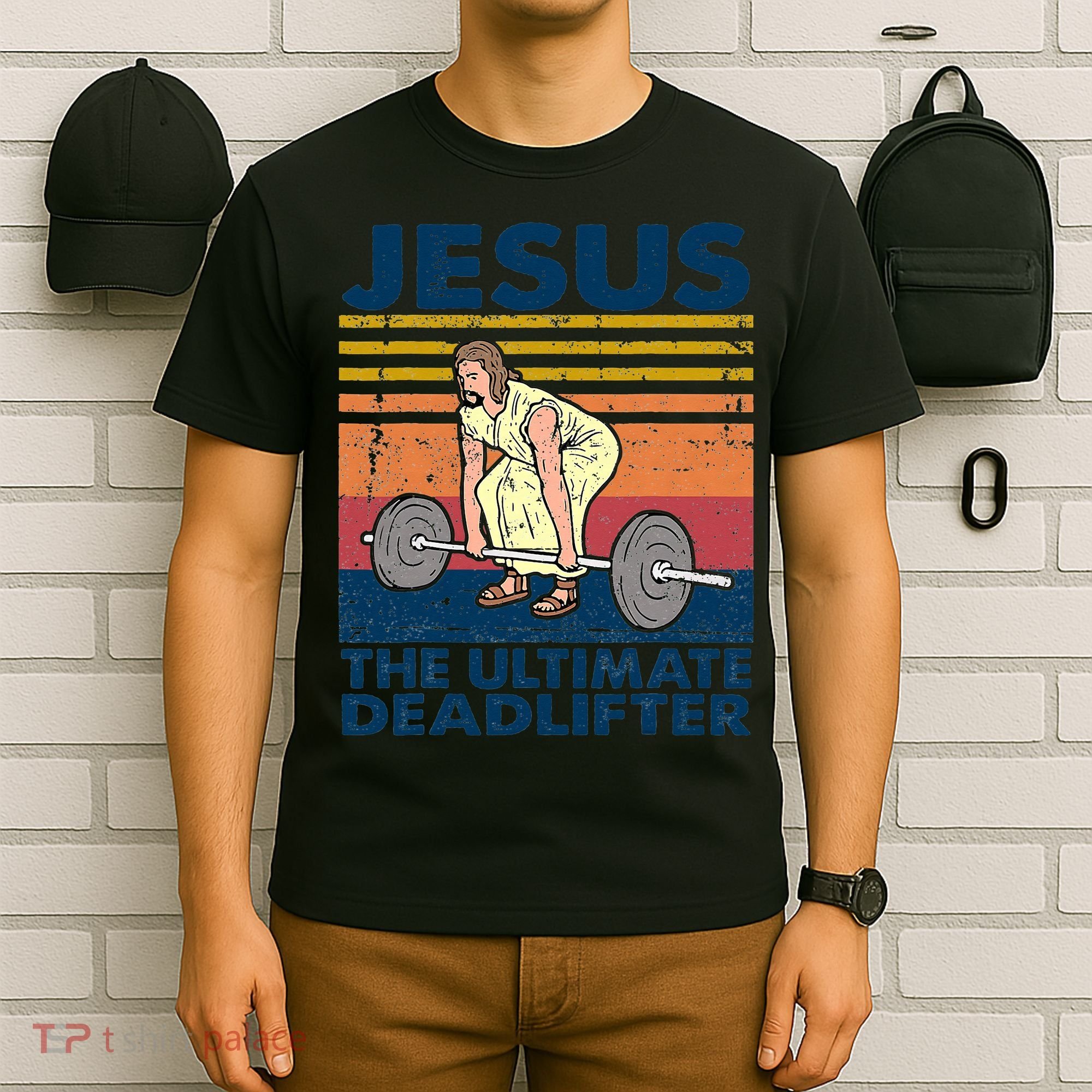 Vintage Jesus The Ultimate Deadlifter Funny Christian Gym T-Shirt