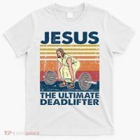 Vintage Jesus The Ultimate Deadlifter Funny Christian Gym T-Shirt thumb 0