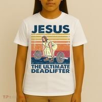 Vintage Jesus The Ultimate Deadlifter Funny Christian Gym T-Shirt thumb 4