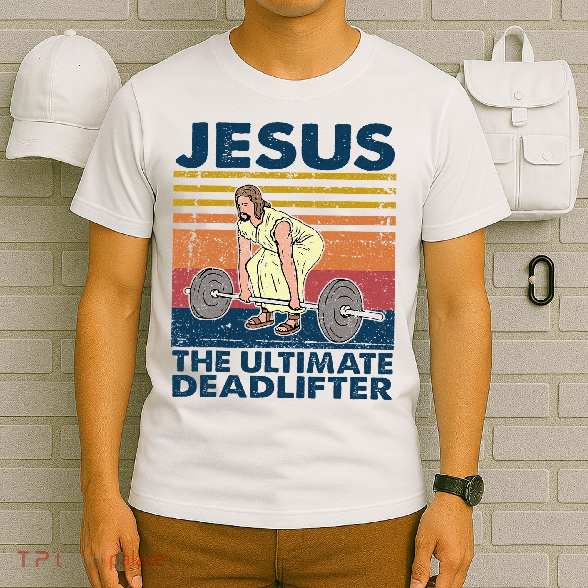 Vintage Jesus The Ultimate Deadlifter Funny Christian Gym T-Shirt