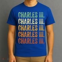 Vintage King Charles King Charles III Sunset Retro T-Shirt thumb 3
