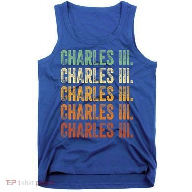 Vintage King Charles King Charles III Sunset Retro Tank Top