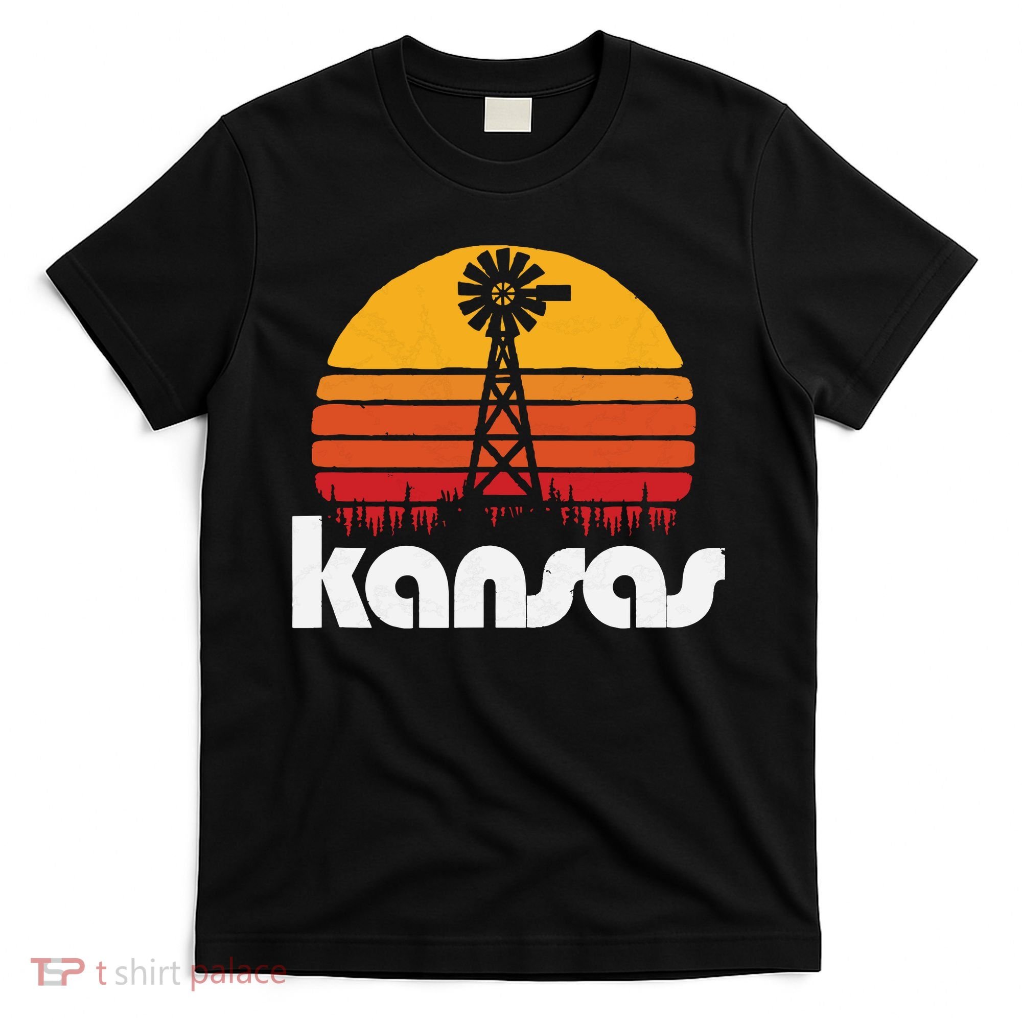 Vintage Kansas Distressed 80s Sun Windmill Graphic T-Shirt