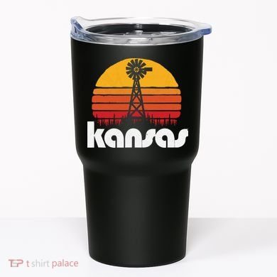 Vintage Kansas Distressed 80s Sun Windmill Graphic Tumbler
