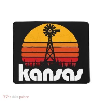Vintage Kansas Distressed 80s Sun Windmill Graphic Mousepad