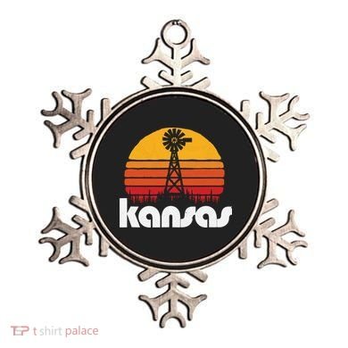 Vintage Kansas Distressed 80s Sun Windmill Graphic Ornament