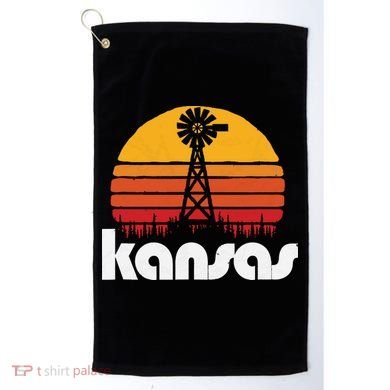 Vintage Kansas Distressed 80s Sun Windmill Graphic Golf Towel