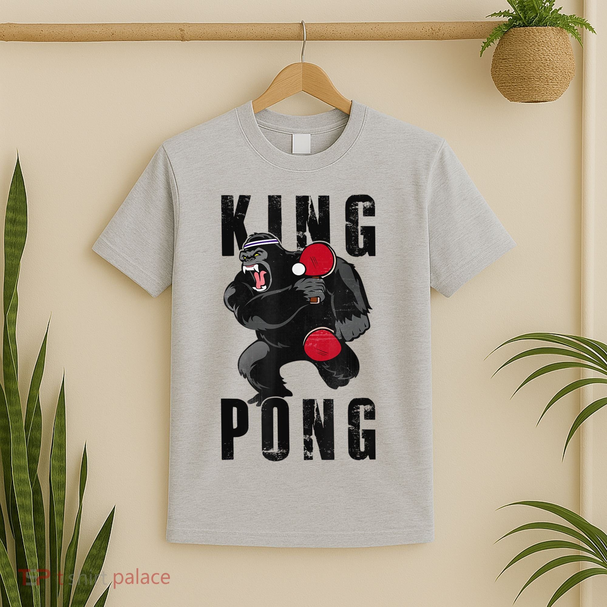 Vintage King Pong Ping Pong Table Tennis Player Game T-Shirt