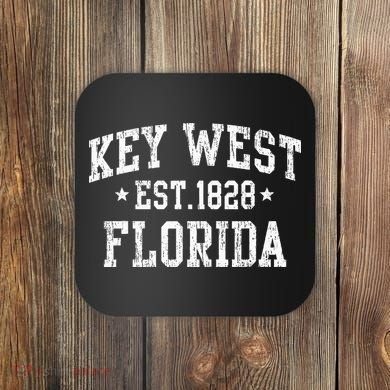 Vintage Key West Florida Keys Retro Distressed Varsity Coaster