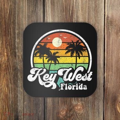 Vintage Key West Florida Keys Retro 70S Beach Coaster