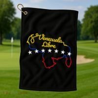Venezuela Libre 7 Stars Flag Venezuelan Map Souvenir Golf Towel thumb 1
