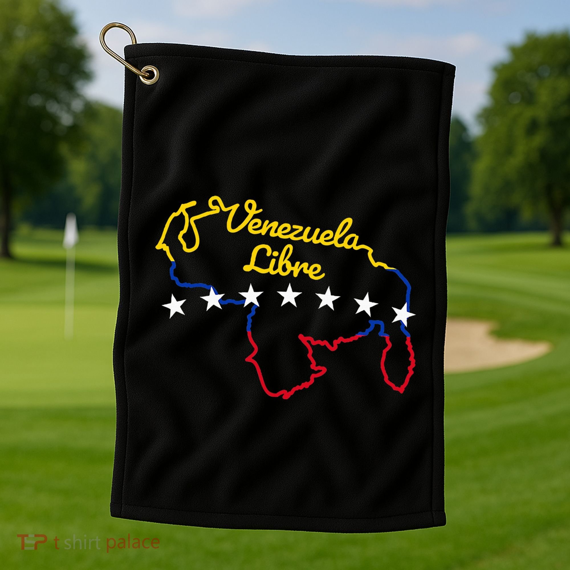 Venezuela Libre 7 Stars Flag Venezuelan Map Souvenir Golf Towel