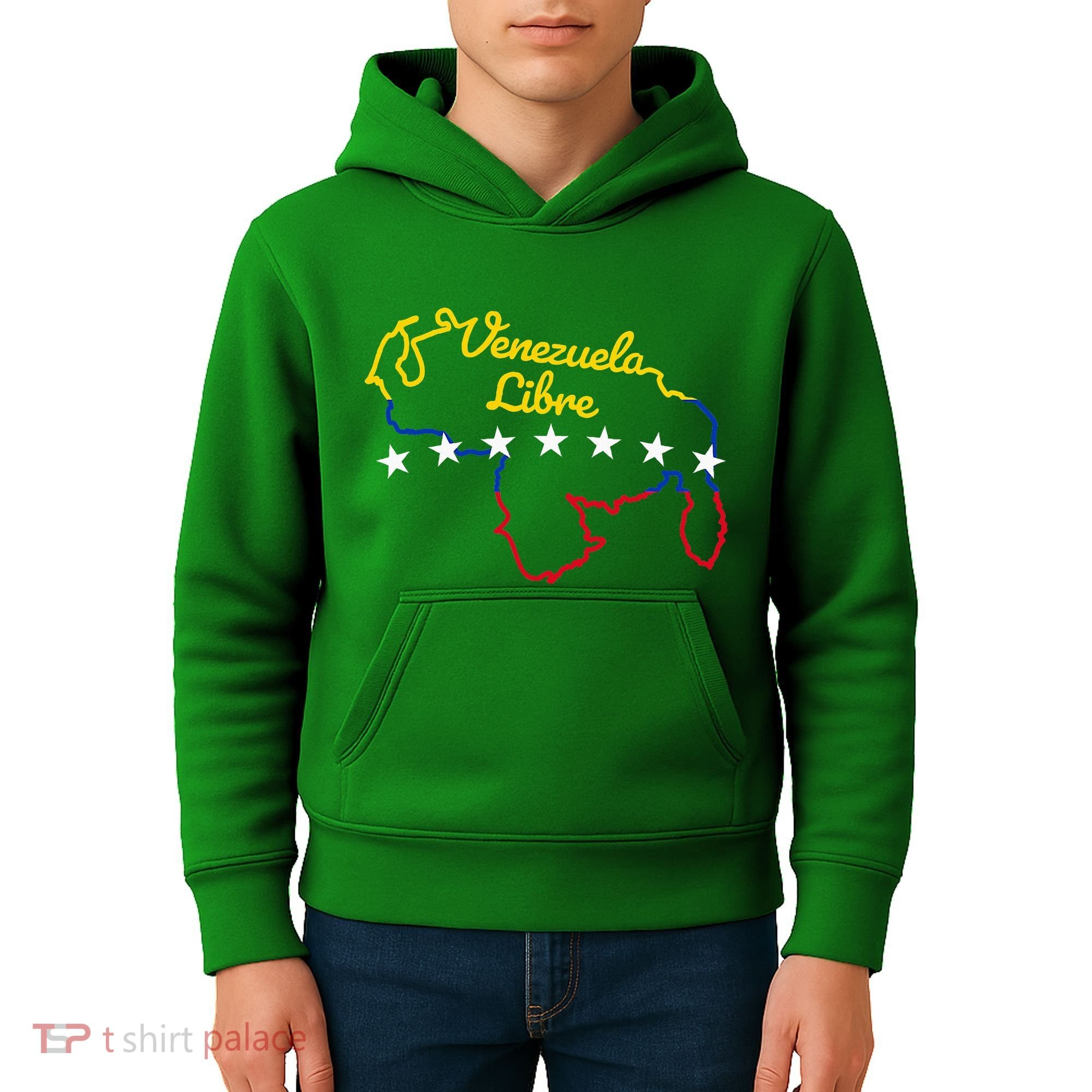 Venezuela Libre 7 Stars Flag Venezuelan Map Souvenir Kids Hoodie