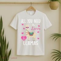 Valentine Llama All You Need Is Love & Llamas Gifts T-Shirt thumb 2
