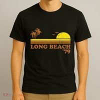 Vintage Long Beach California Retro Sunset Surfing 70S Gift T-Shirt thumb 3