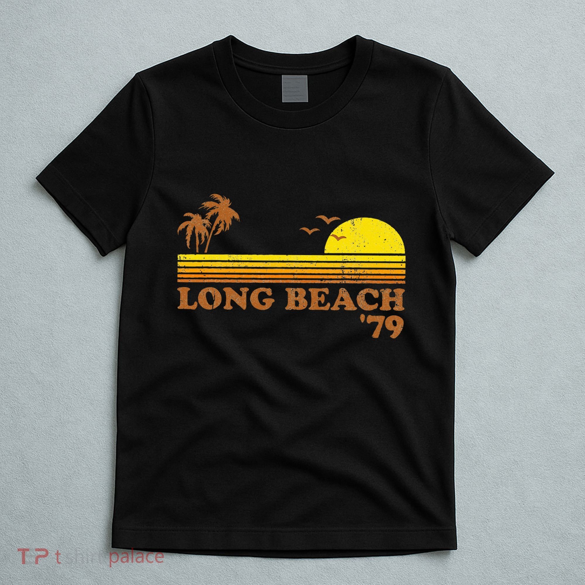 Vintage Long Beach California Retro Sunset Surfing 70S Gift T-Shirt