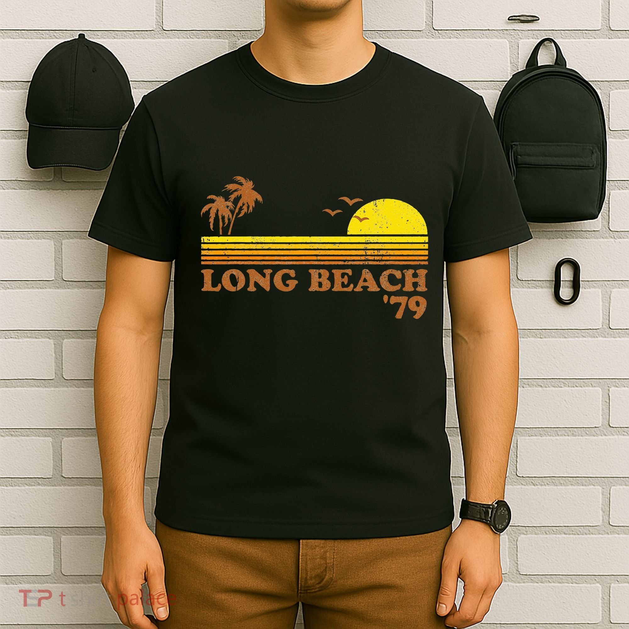 Vintage Long Beach California Retro Sunset Surfing 70S Gift T-Shirt